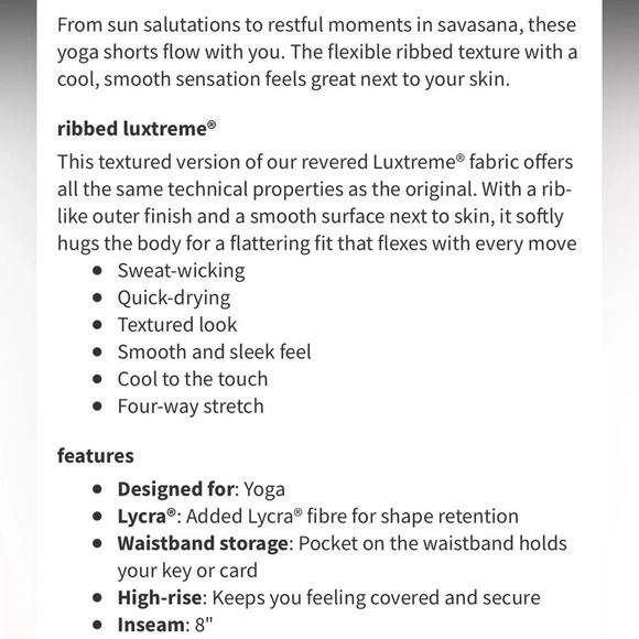 Lululemon Ribbed Contoured High-Rise Short 8"
Malibu Peach Women’s Size 4 - Picture 11 of 11